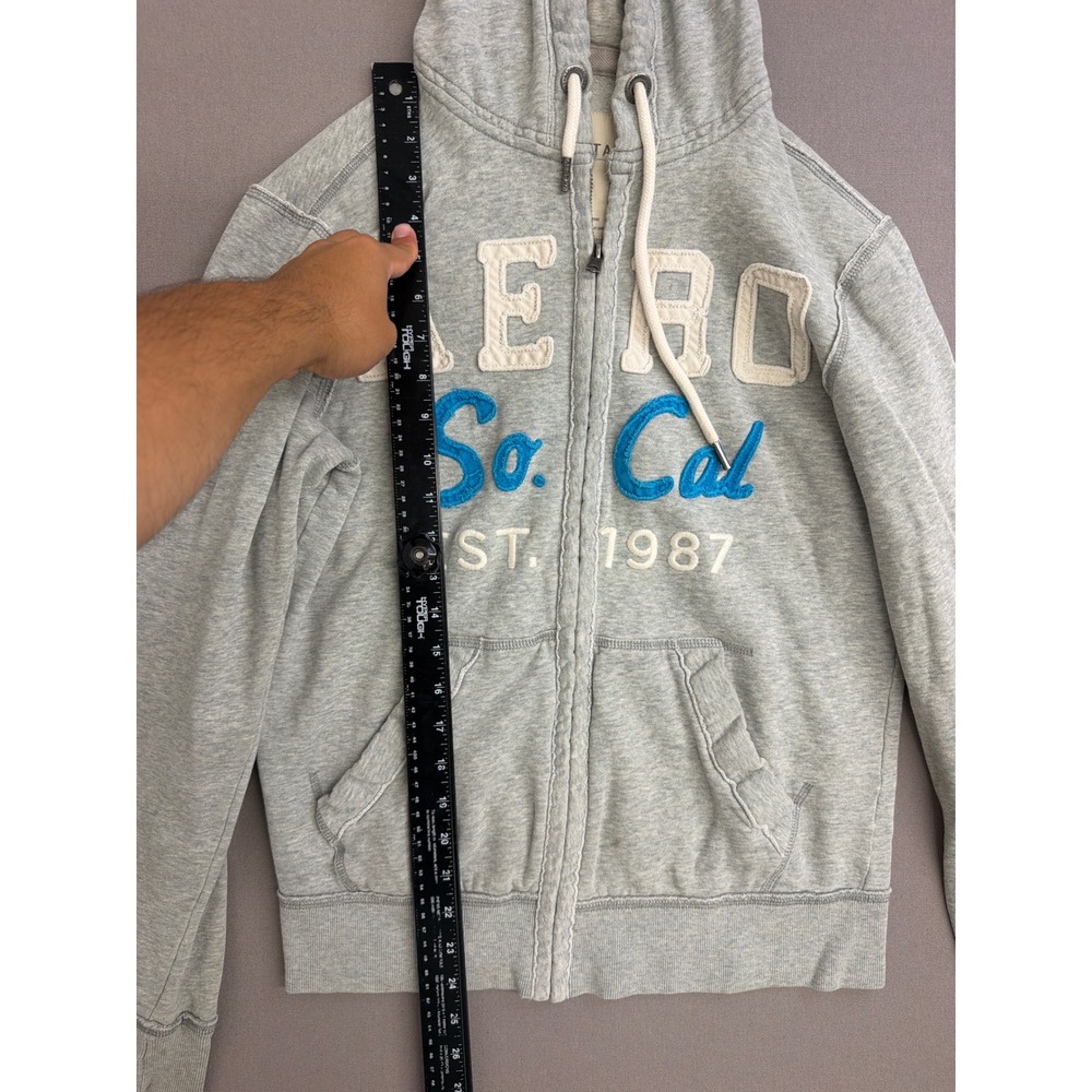 Aeropostale Womens Gray Zip Up Hoodie So Cal 1987 Graphic Sweatshirt XS - Picture 3 of 6